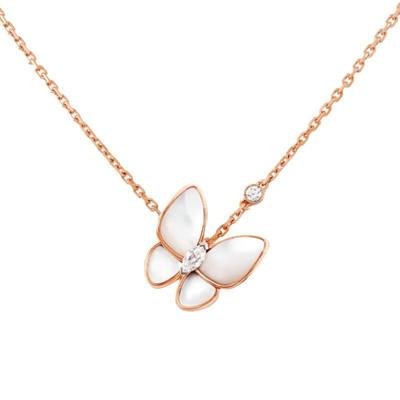 China CLASSIC S925 VCA butterfly agate high quality sterling silver necklace, exquisite pearl necklace for sale