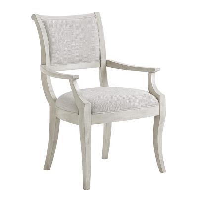 China Modern Modern Wood Fabric Seating Furniture French Style Dining Chairs With Arms for sale