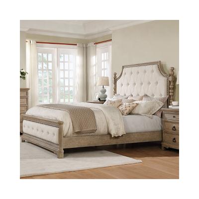 China Soft High End Luxury Sheer Wood Frame Fabric Double Queen Size Bed Workmanship Bed for sale