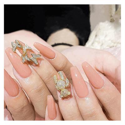 China Nail Charms Jewelry RTS 3D Bling Nail Art Salon Accessories Golden Silver Diamond Design Press On Decals For Women Nail Beauty for sale