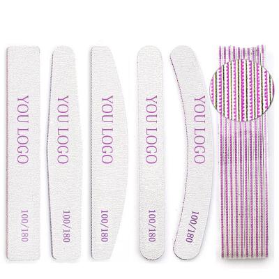 China Durable RTS Wholesale Different Shape Design Square Halfmoon Cured Custom Nail Tool Emery Board Nail Files For Nail Beauty for sale