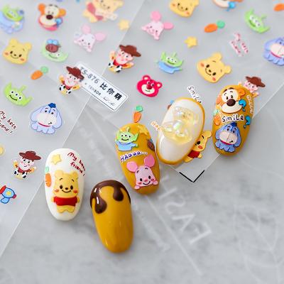 China DIY Manicure RTS Diy Muti Cartoon Character Animals Design Nail Accessories 3D Students Use Fingernails Stickers For Girls for sale