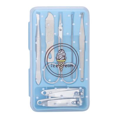 China Popular RTS Professional Stainless Steel Scissor Pedicure Manicure Care Set 7 Pcs In Box Manicure Set With Custom Logo Printed for sale