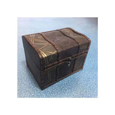 China Antique Imitation Wooden Small Treasure Chest Wooden Box Opens Jewelry Gift Toy Treasure Chest Home Decoration for sale