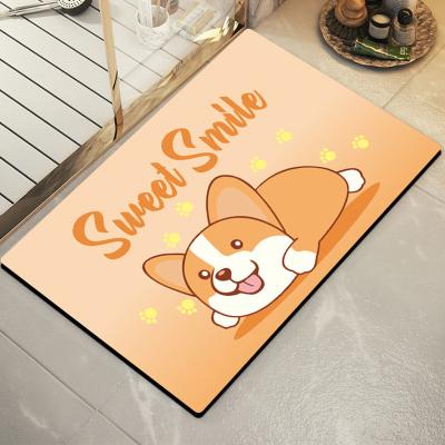 China Custom Cute Fluffy Boys Stain Resistant Cartoon Dog Pattern Carpet Diatom Mud Mat Absorbent For Girls And Bathroom for sale