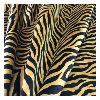 China Heat-insulating factory outlet zebra stripe style silk velvet custom digital printing fabric for jacket cover for sale