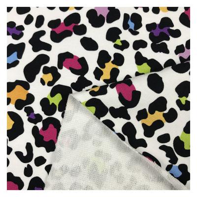 China Organic Colorful Leopard Design Customize High Quality 100% French Digital Printed Stretch Cotton Terry Cloth Fabric For Kids Dressing for sale