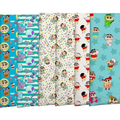 China Organic Japanese cartoon design shin chan plant outlet pencil fiber custom digital printed original bamboo fabric for garment for sale