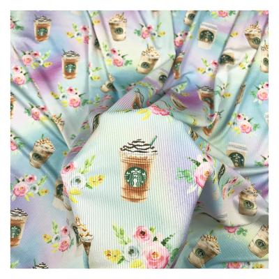 China Organic factory outlet summer style digital printed custom design rib knit fabric for garment for sale