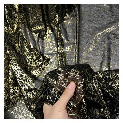 China Tear-resistant factory outlet no moq good quality shiny metallic foil print mesh fabric for apparel or stage wear for sale