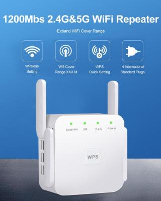 China 2022 GD-R1203U Wireless Dual Band AC Signal Amplifier GD-R1203U Wifi Router Bridge Wired Access Point Repeater 4 High Antennas for sale