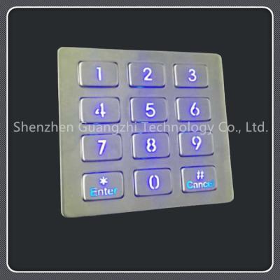 China Knopf-Art der Edelstahl-von hinten beleuchtete numerischen Tastatur-12 mit Usb-Schnittstelle zu verkaufen