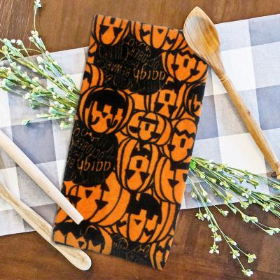 China New 100% Custom Designed Viable Halloween Cotton Towel Kitchen Decoration Printing Hand Towel Dry Tea for sale