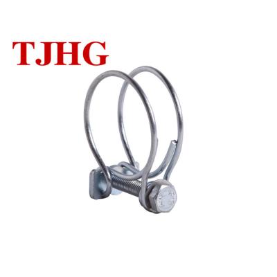 China Factory Supplier New Product High Quality Metal Spring Hose Clamp Double Adjustable Thread Pipe Clamp for sale