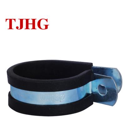 China High Pressure Galvanized Steel Pipe Clamp Two Holes Fixing All Size P Type Rubber Hose Clamp for sale