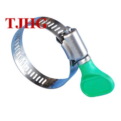 China Hose Clamp All Kinds Sizes Customized American Style Stainless Steel Adjustable Hose Clamp With Plastic Butterfly Wrench for sale