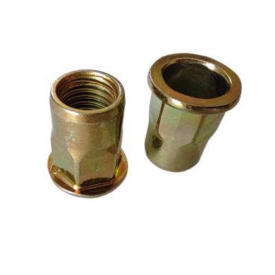 China Semi-Hex Open Rivet Nut in Yellow Zinc-Plated Carbon Steel for Metric Measurement System for sale