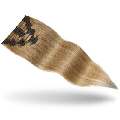 China Silky Straight Wave 7 Clip 8 10 Set In Hair Extensions Hair Mixed Bleach Blonde Hair for sale