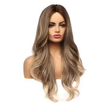 China Good Quality French Curl 24 Inch Curly Synthetic Wigs Lace Front Long Natural Wave Hair for sale