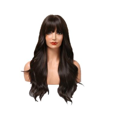 China Hot Selling French Curl Ended Style Soft Hand Feel Synthetic Wigs With Bangs for sale