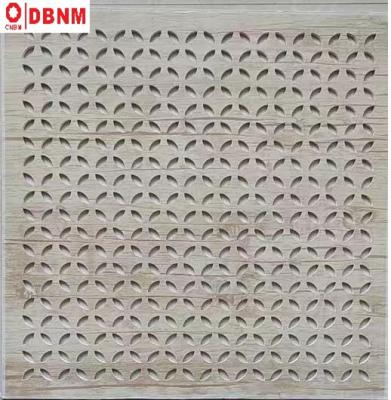 China Artistic Ceilings Perforated Soundproof Fiberglass Gypsum Board Ceiling Bonded PVC Film Wood-Grain Paper Back With Non-woven Fabric for sale