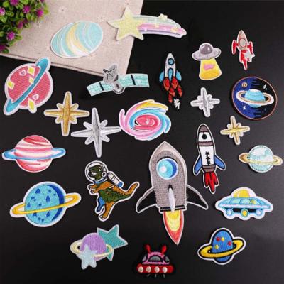 China Viable Theme Universe Embroidery Chenille Patch Kids Wholesale Custom Iron On Patch For Clothing for sale