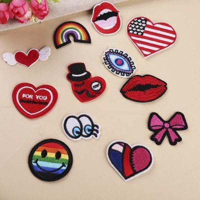 China Wholesale Custom Rainbow Viable Embroidery Eyes Heart Chenille Patch Kids Iron On Patch For Clothing for sale