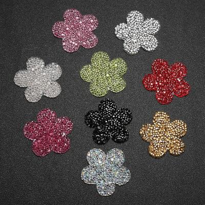 China 3D Flowers Stoney Patch Iron Custom Hotfix Rhinestone On Patches For Clothing for sale