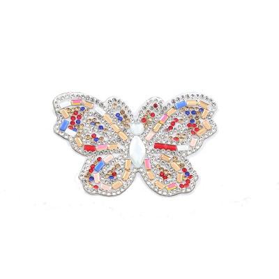 China New Butterfly 3D Iron On Hot Patches Fix Rhinestone Applique Patch Heat Transfers Custom 3D Bling Accessories For Clothes for sale