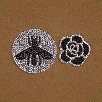 China 3D Flower and Insect Iron On Patches Fix Rhinestone Applique Hot Patch Heat Transfers Custom 3D Bling Patch For Clothes for sale