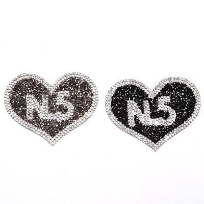 China 3D Hotfix Rhinestone Applique Patch N5 Letter Crystal Iron On Patches Heat Transfers Custom 3D Bling Accessories For Clothing for sale