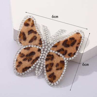 China 3D Butterfly Fur Stoney Patch Iron Custom Hotfix Rhinestone On Patches For Clothing for sale