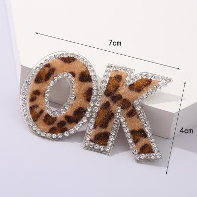 China OK 3D Fur Stoney Patch Iron Custom Hotfix Rhinestone On Patches For Clothing for sale