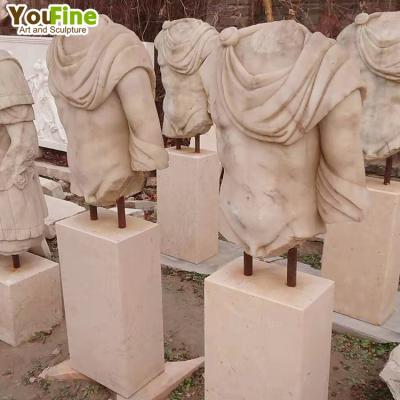 China Modern Outdoor Life Size Natural Marble Stone Torso Body Torso Marble Statue Roman Famous Sculpture for sale