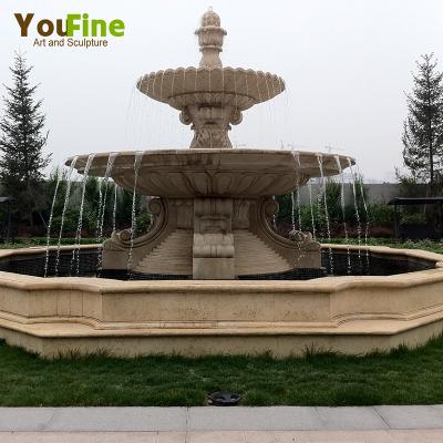 China Modern Water Feature Fountain Designs Beige Marble Fountain For Sale for sale