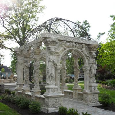 China modern white marble gazebo with metal roof outdoor marble gazebo for sale for sale