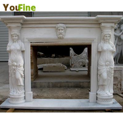 China Contemporary Simple Modern Freestanding White Marble Frame Gas Style Indoor Used Fireplace for sale