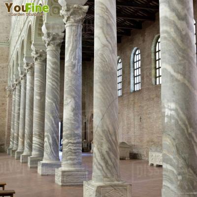 China Solid Large Size Modern Hotel Villa Polished Customized Stone Marble Column Pillar for sale