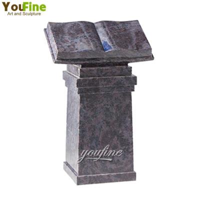 China Modern Custom Design Gray Granite Vertical Book Tall Granite Headstone And Base for sale