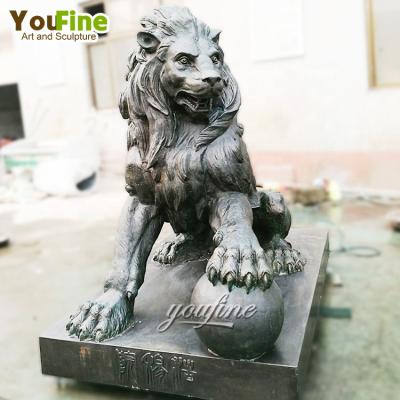 China Big Large China Bronze Lion For Garden Outdoor Cast Iron Lion Statue Bronze For Sale for sale