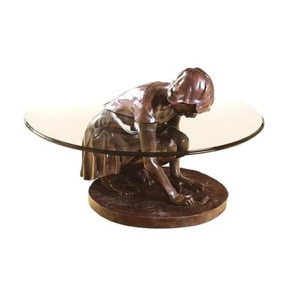 China China Cast Bronze Statue Man Woman Bronze Sculpture Coffee Table for sale