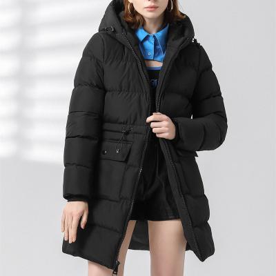 China Winter Anti-Shrink Female Down Jacket Women's Warm Fashion Mid Length Down Coat Windproof Puffy Stripper Coat for sale