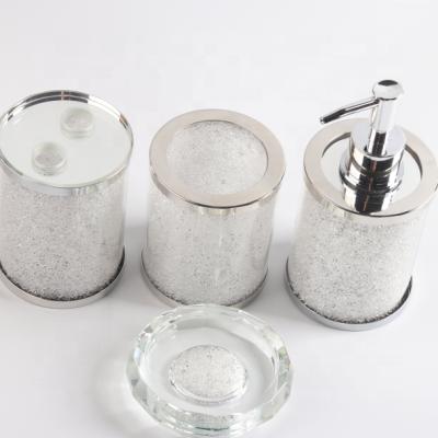 China Foam Soap Dispenser 4 Pcs / Set Crystal Glass Diamond Pump Soap Dispenser for sale