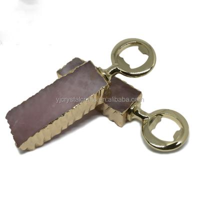 China Sustainable square natural polished stone bottle opener for bar and pub, rose quartz and quartz white beer bottle for sale