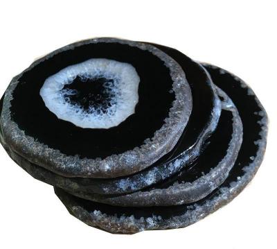 China Europe Black Agate Coaster Set-Gemstone Coaster Geode Coasters for sale