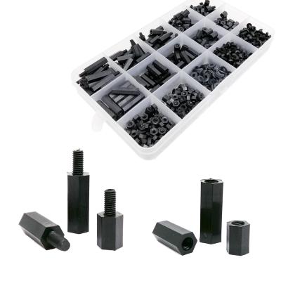 China HEX 445/1300pcs M2 M2.5 M3 M4 Assorted Kit Set Black Insulated Hex Hexagon Pillar Column Screw Nut Standoff Plastic Nylon Spacer for sale