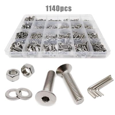 China M2 M3 M4 M5 304 Stainless Steel M2 M3 M4 M5 304 Stainless Steel M2 M3 M4 M5 304 Stainless Steel Socket Flat Allen Countersunk Head Set Total 1140pcs/kit for sale