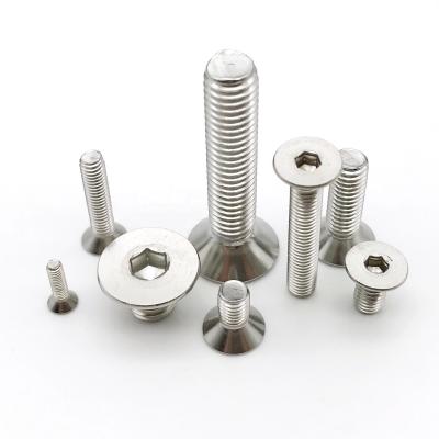 China Head M1.6 M2 M2.5 M3 M4 M5 M6 M8 M10 M12 M16 304 Allen Hexagon Hex Socket Flat Head A2 Stainless Steel Bolt GB70.3 Countersunk Screw for sale