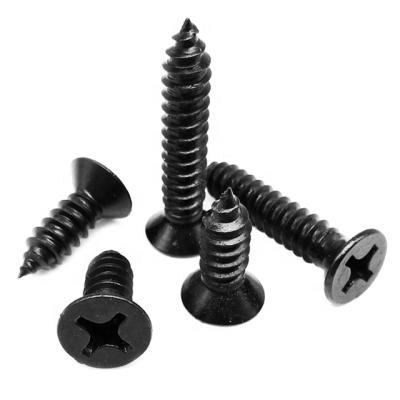 China M1 M1.2 M1.4 M1.7 M2 M2.5 M3 M3.5 M4 Phillips Flat Countersunk Head Self Tapping Wood Screw Small Oxide Flat Black Steel Micro Cross for sale