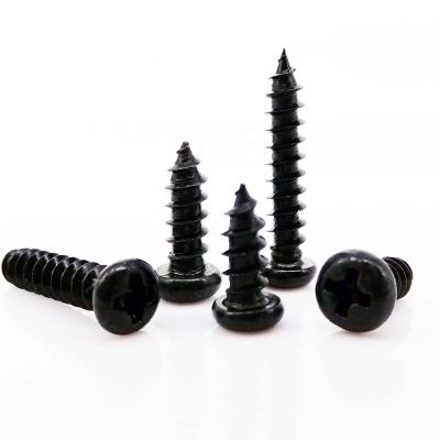 China M1 M1.2 M1.4 M1.7 M2 M2.5 M3 M3.5 M4 Small Round Black Mini Micro Cross Recessed Phillips Pan Round Head Wood Self Tapping Screw for sale